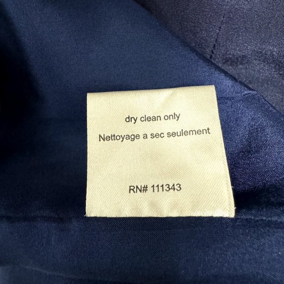 Adam Lippes Navy Blue Silk Satin Dress Size 0 Zipper Scoop Neck Mini 3/4 Sleeve - Picture 9 of 10